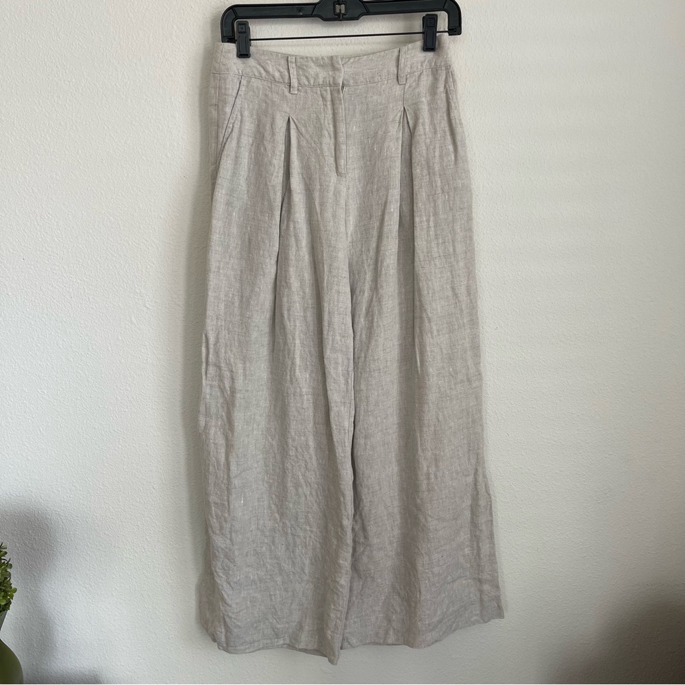 Reformation 100% Linen Wide Leg Trouser Pants